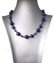 Náhrdelník z voskových a broušených perlí - modrý 