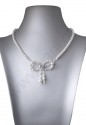 Svatební náhrdelník s mašličkou z broušených sluníček a voskových perlí 