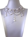 Náhrdelník - obojek se svěšením - bílý s voskovými perlami 