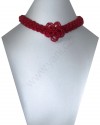 AKCE - náhrdelník-obojek s kytičkou - tmavě červený 