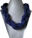 Luxusní náhrdelník rokajlový uzlovaný - modrý iris 