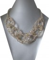 Luxusní šitý náhrdelník z broušených perlí zlaté barvy 