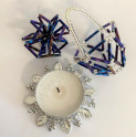 Vánoční ozdoba košíček - barva modrý iris - materiál 