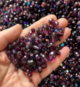 MIX broušených perlí - tmavě fialový 