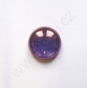 Skleněný kabošon kulatý velký - fialový list na krystale 